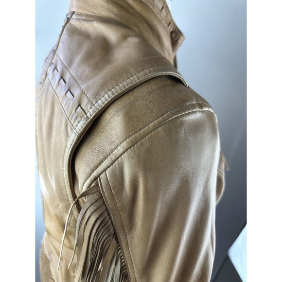 *Flawed Harley Davidson Women's Calamity Fringe Leather Jacket Brown Medium - Picture 7 of 16